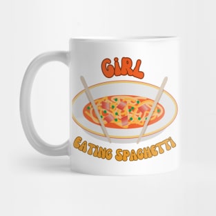 Girl eating spaghetti Mug